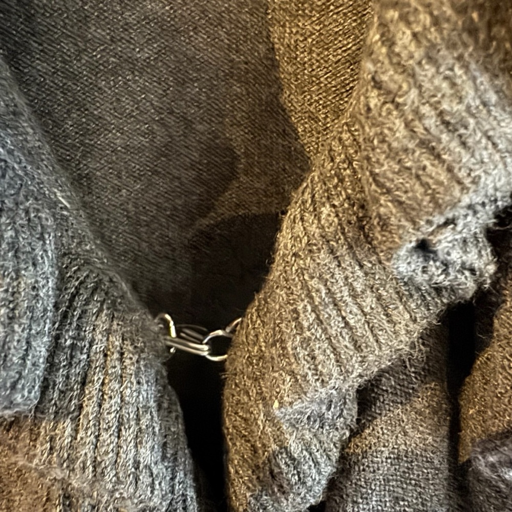 Chic Ruffled Gray Cardigan - Picture 3 of 4